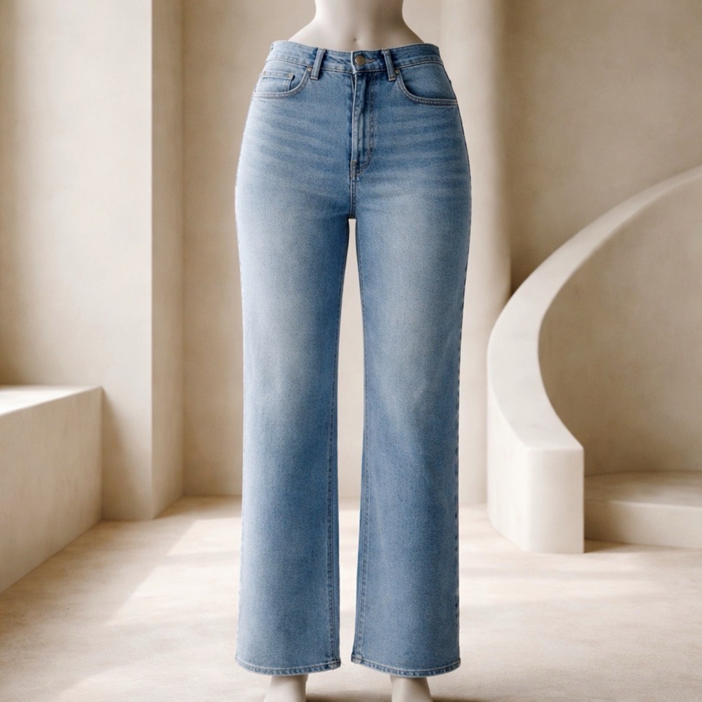 Good American (Good Waist Palazzo) - Light Blue High-Rise Wide-Leg Jeans